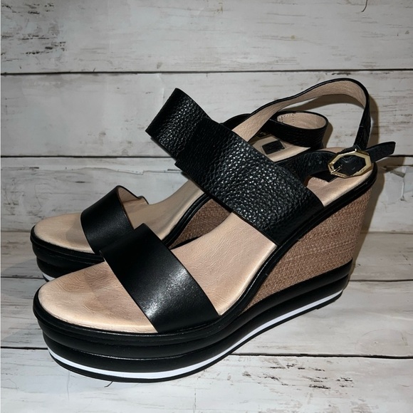 Women's Louise et Cie Rhory Wedge Slingback Leather Strap Platform Sandals 10M - Picture 3 of 6